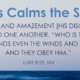 A view of a calm sea and blue sky with "Jesus Calms the Storm," Luke 8:25