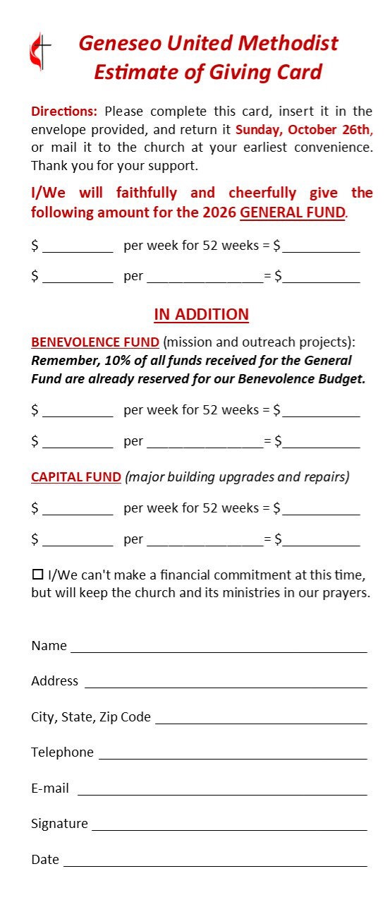 2025Estimate of Giving Card