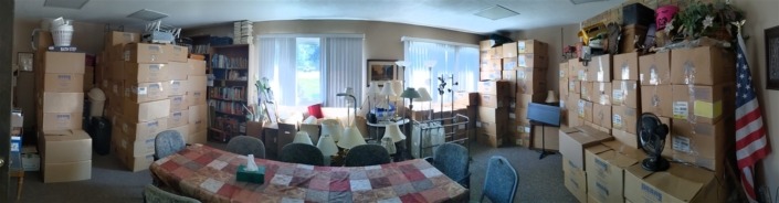 Some of the priced and stored items for the Household Goods tent - Yard Sale 2025